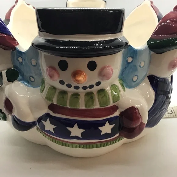 Houston Harvest Ceramic Winter Snowmen Large Bowl Christmas Holiday - Picture 8 of 13